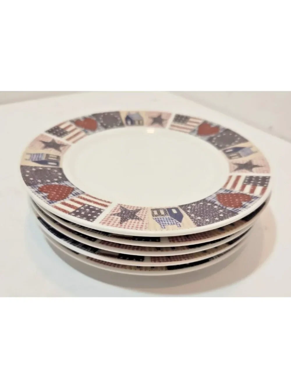 Vtg D.C. Brown American Quilt Bread Dessert Plate Lot of 5 by Oneida 6.25
